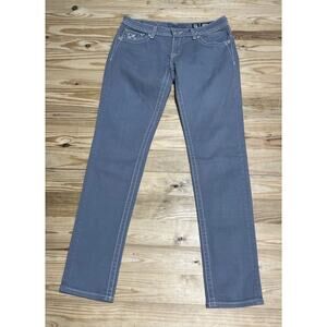 MISS ME Denim Women's Embroidery Rhinestones Low Rise Skinny Gray Jeans 30